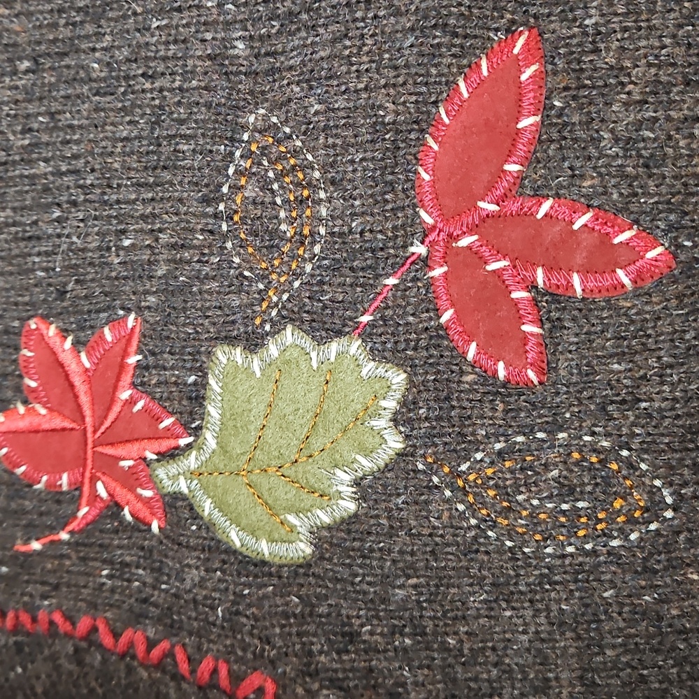 Holiday Lodge by Northcrest Women's Embroidered Cardigan 1X Leaves Fall - Picture 12 of 12